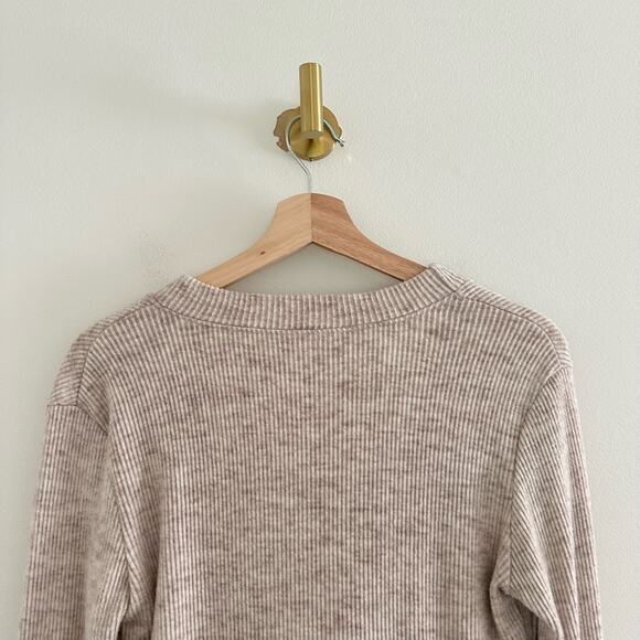 Shore Ribbed Knit Faux Wrap Sweater Cream S - Picture 8 of 9